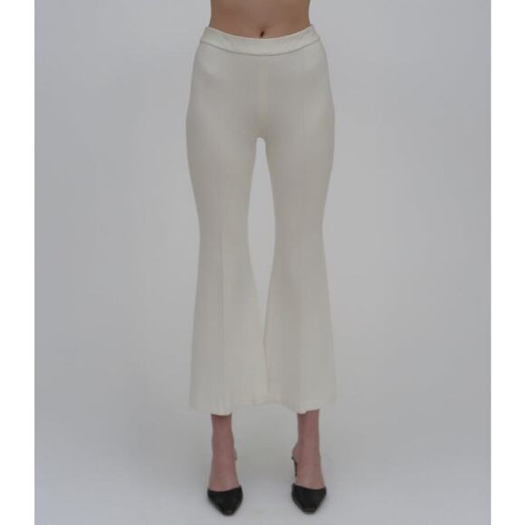 Rosetta Getty Pull-On Cropped Flare Pants Womens Size XS in Cream - Picture 2 of 12